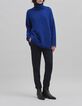 Women's royal blue turtleneck knit sweater-1