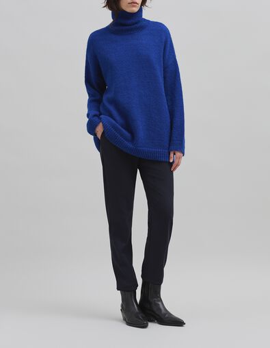 Women's royal blue turtleneck knit sweater - IKKS