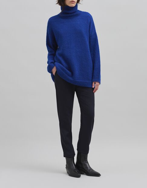 Women's royal blue turtleneck knit sweater - IKKS
