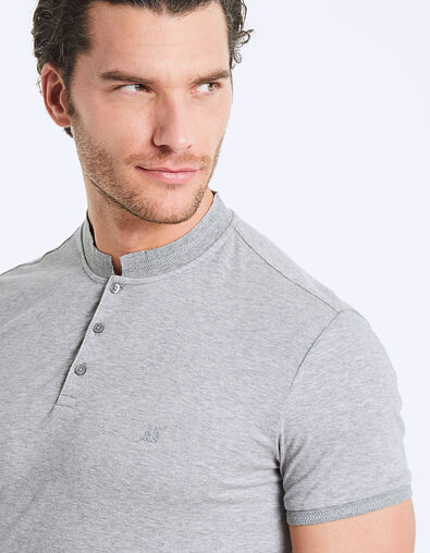 Men’s grey marl interlock polo shirt - IKKS