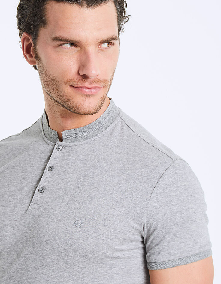 Gechineerde grijze interlock-polo voor heren-1 Gechineerde grijze interlock-polo voor heren-1