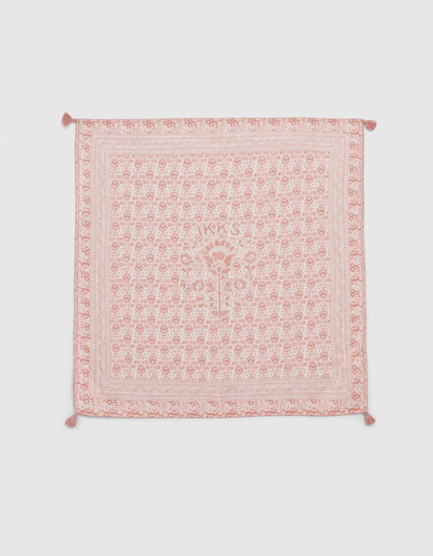 Vierkante oudroze sjaal bloemenprint meisjes - IKKS