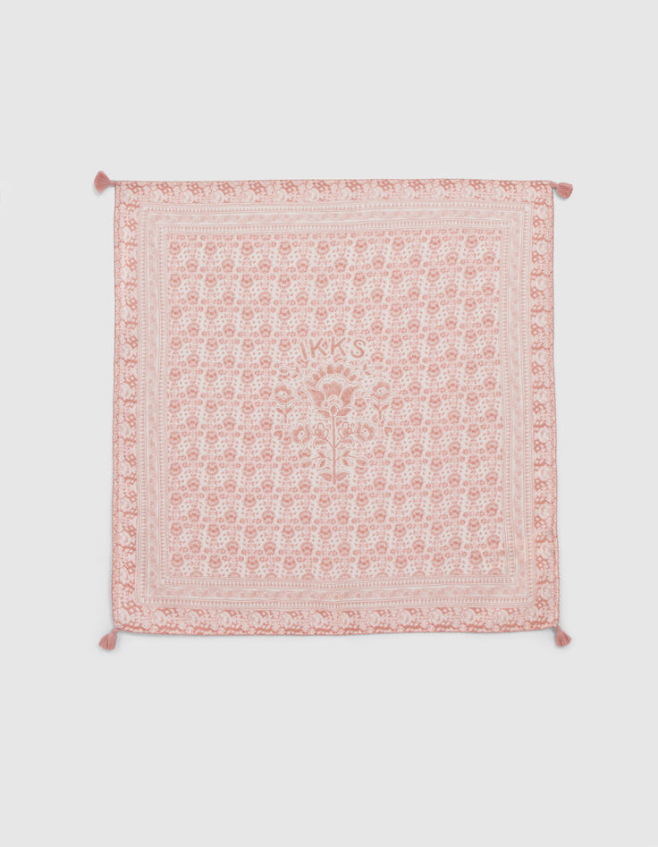 Altrosa, quadratisches M&auml;dchenhalstuch mit Blumenprint-1