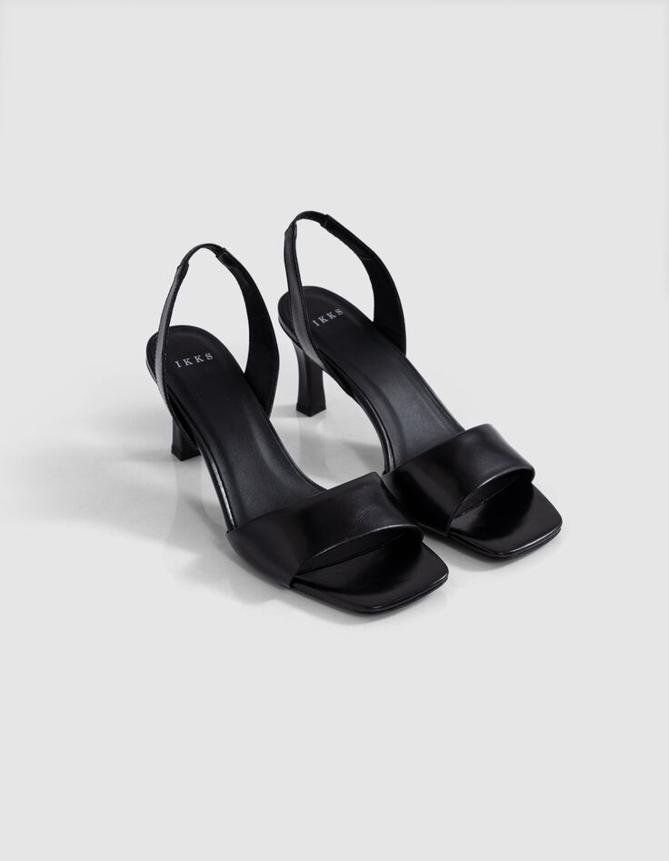 Dames sandalen met zwarte leren hak en elastische band-6