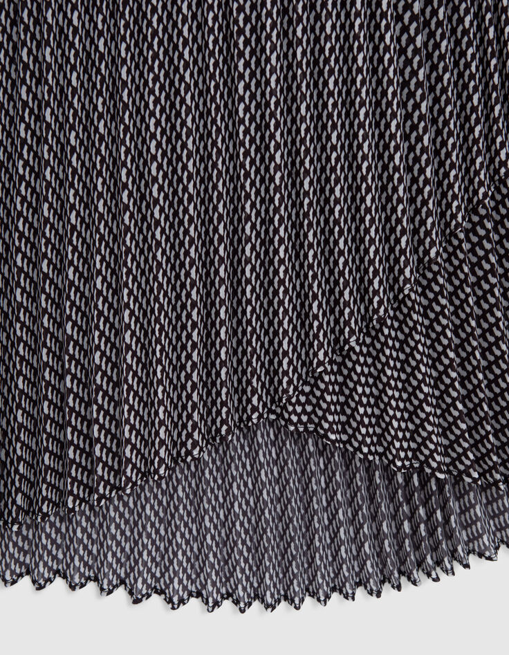 Schwarzer Midi-Faltenrock f&uuml;r Damen mit Schleifenprint-7