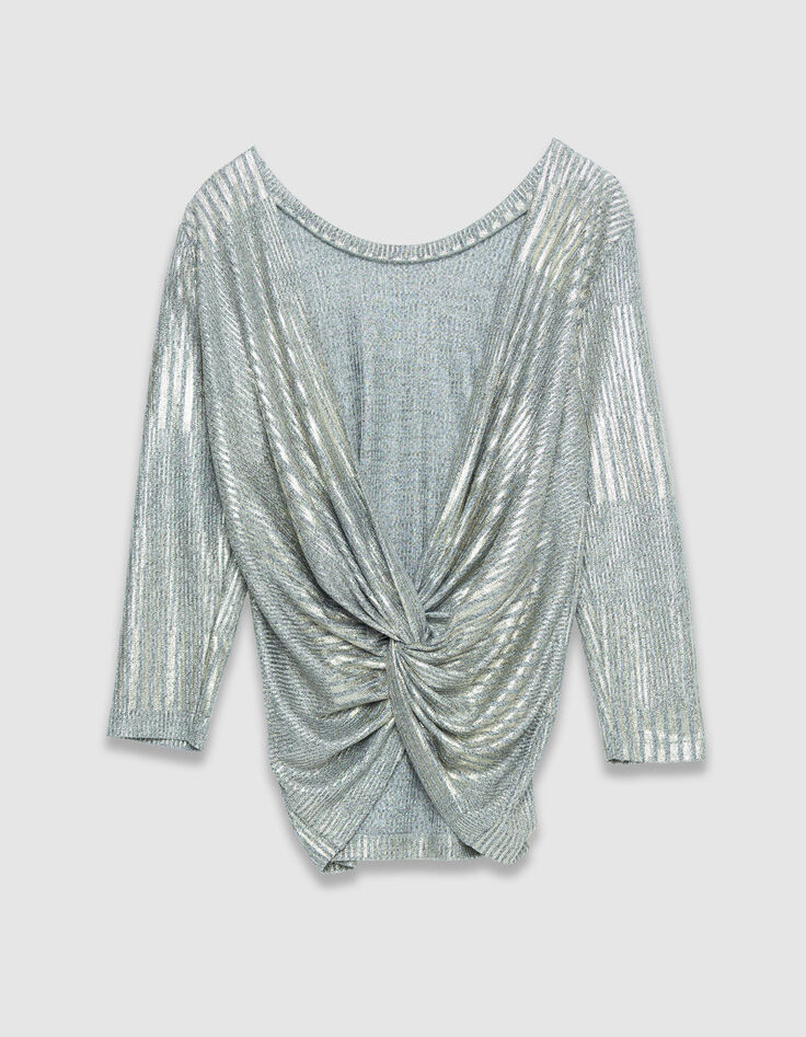 Women's rib knit tee with fixed back knot-7