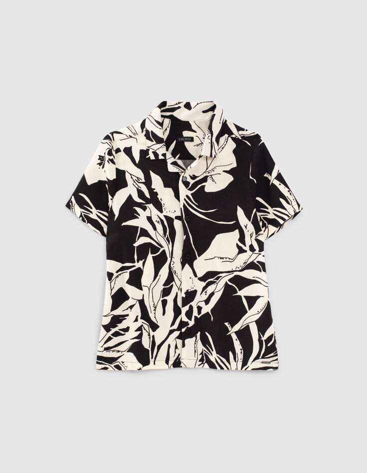 Boys’ black and ivory flower mini me Ecovero® shirt-2