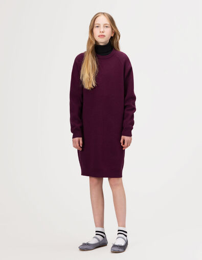 Robe pull bordeaux tricot fille - IKKS
