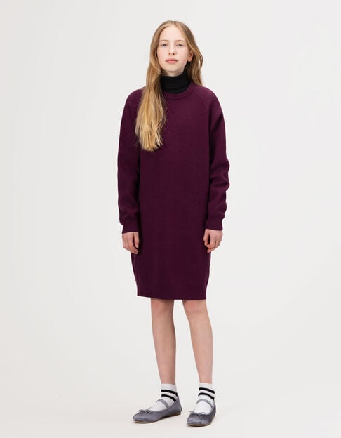 Robe pull bordeaux tricot fille - IKKS