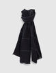 Men’s navy large check scarf-1