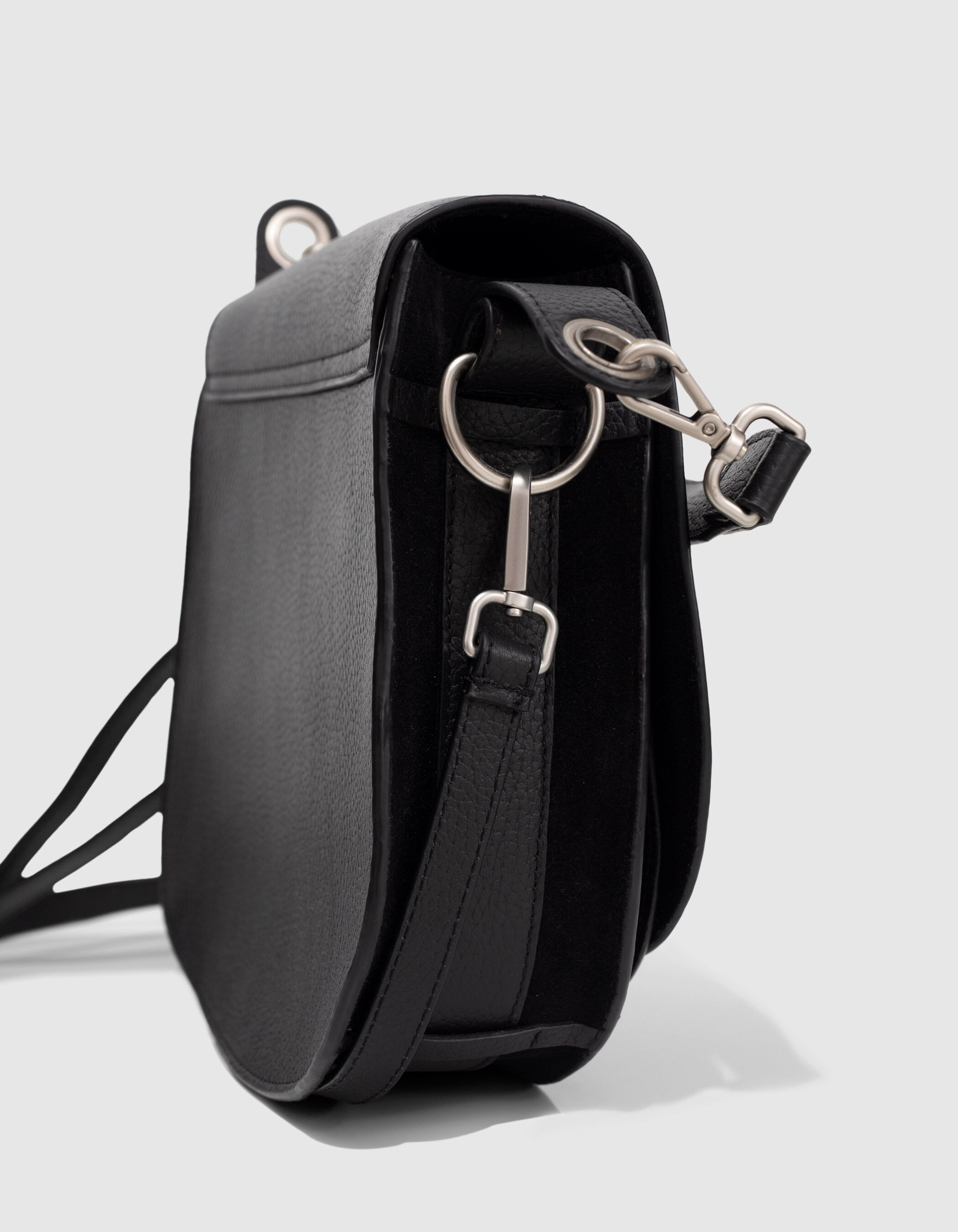 Women s black leather mix The Waiter saddle bag