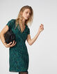 Vestido recto de velo, estampado wavy fondo verde mujer-1