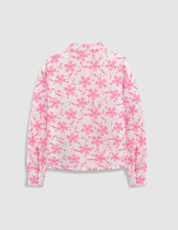 Chemise manches longues broderies roses Femme-7