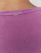 Tee-shirt en coton rose délavé visuel message rock-6
