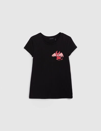 Zwart T-shirt draakopdruk meisjes - IKKS