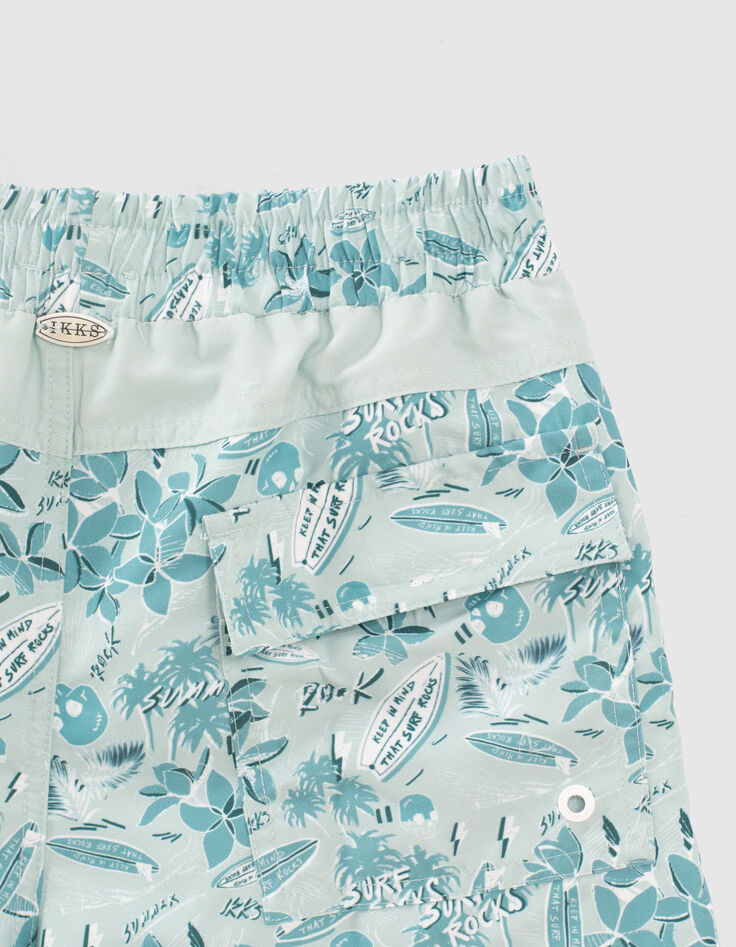 Zwemshort aqua bloemenprint gerecycleerd jongens-5