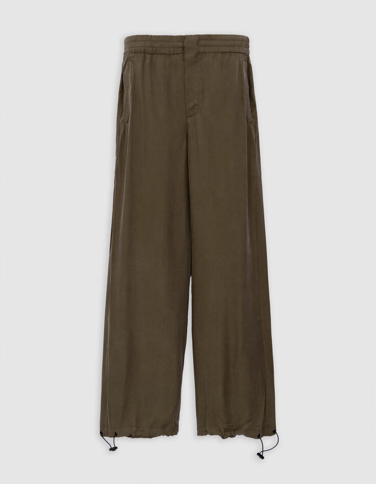 Pantalones anchos en color caqui con bajos fluidos-6