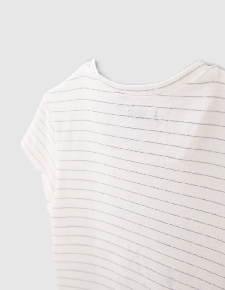 Girls’ ecru striped T-shirt-6