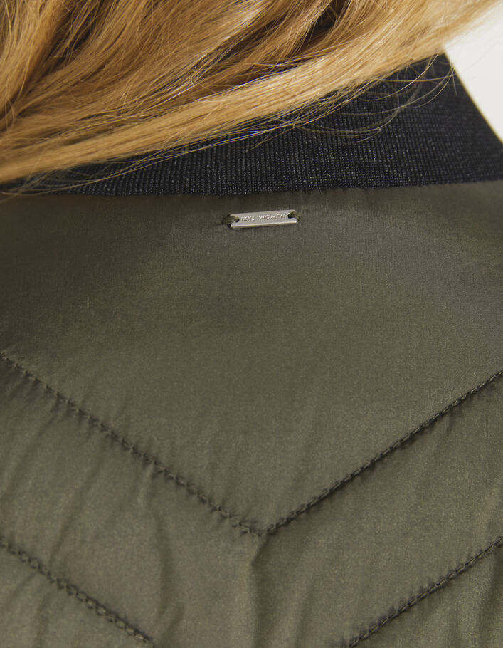 Women’s khaki quilted oversize short light padded jacket - IKKS
