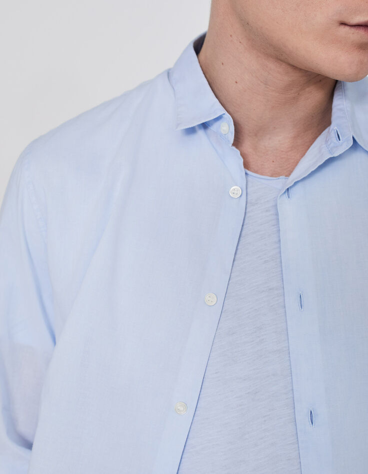 Men&rsquo;s sky blue voile SLIM shirt-4