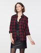 Chemise à carreaux métallisés en coton col bijoux femme-2