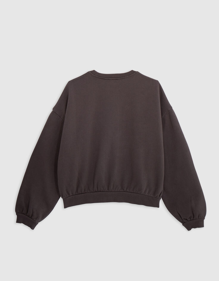Girl's gray message green glitter sweatshirt-4
