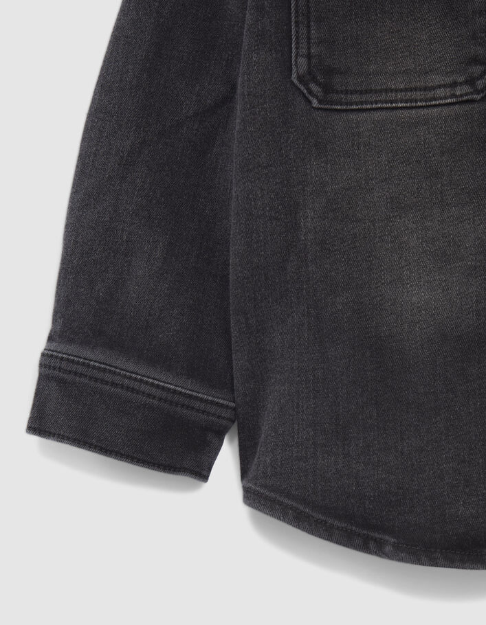 Graues Jungenjeanshemd mit Sweatkapuze-5