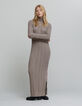 Vestido midi de mujer de punto de sésamo con vueltas-5