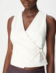 Women's ecru denim cross-over top-4