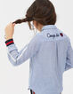 Chemise blanc cassé à rayures ciel avec bandes fille-1