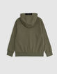 Cardigan relaxed kaki zippé molleton garçon-6