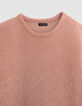 Roze jacquard lurex meisjesjurk-2