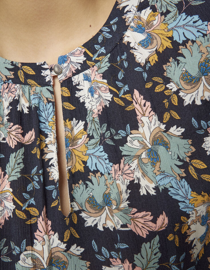 Robe midi en viscose Ecovero® imprimé fleurs retro femme-4