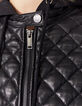 Chaqueta corta capucha piel cordero acolchada negra mujer-4