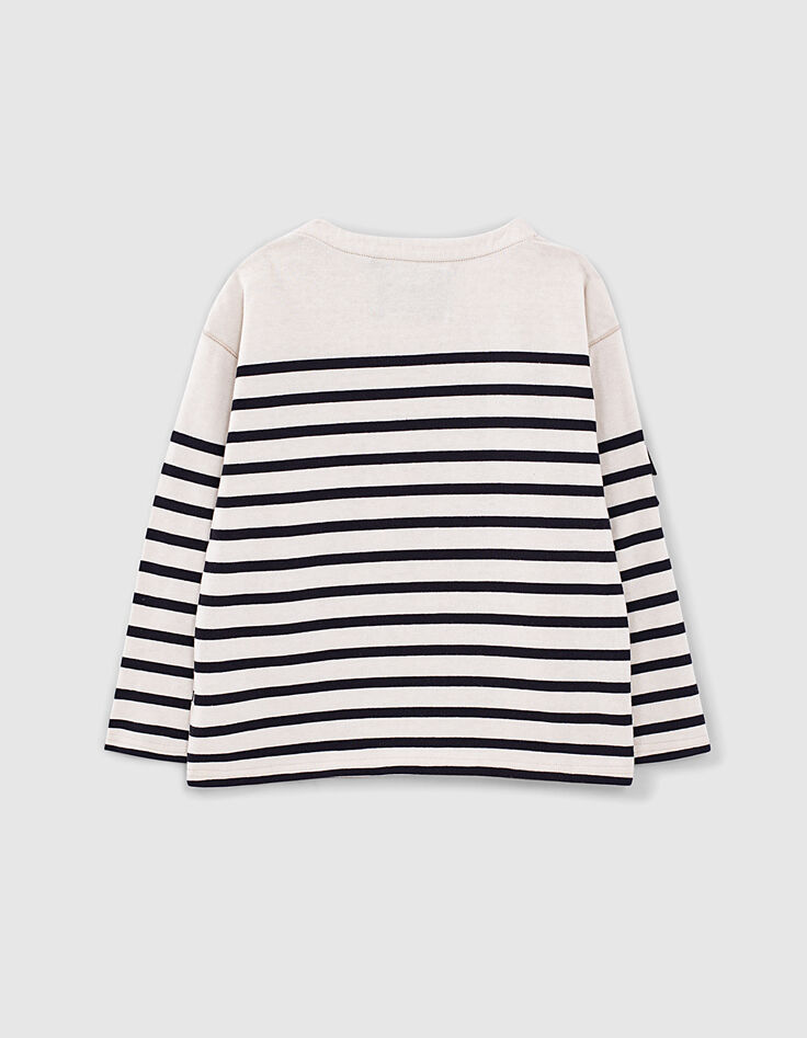 Boys’ ecru sailor top with black stripes and badges-4