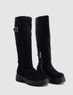 Bottes noires cuir velours détail boucle Femme-2