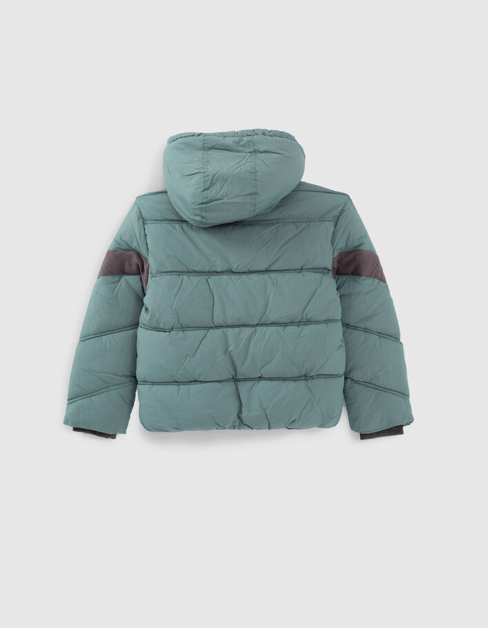 Boys' stone green fur-lined hooded padded jacket - IKKS