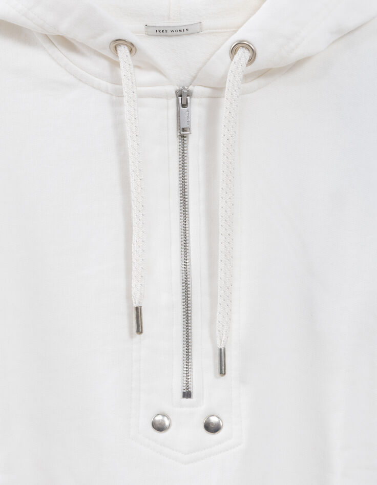Ärmelloses weißes Sweatshirt Ösendekor-8