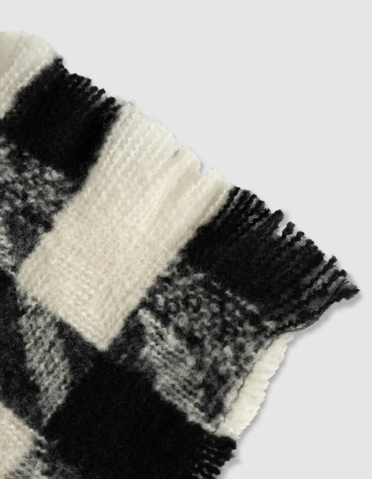 Echarpe noire motif pied-de-poule Femme-3 Echarpe noire motif pied-de-poule Femme-3