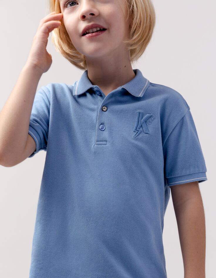 Polo bleu broderie K-éclair garçon-2