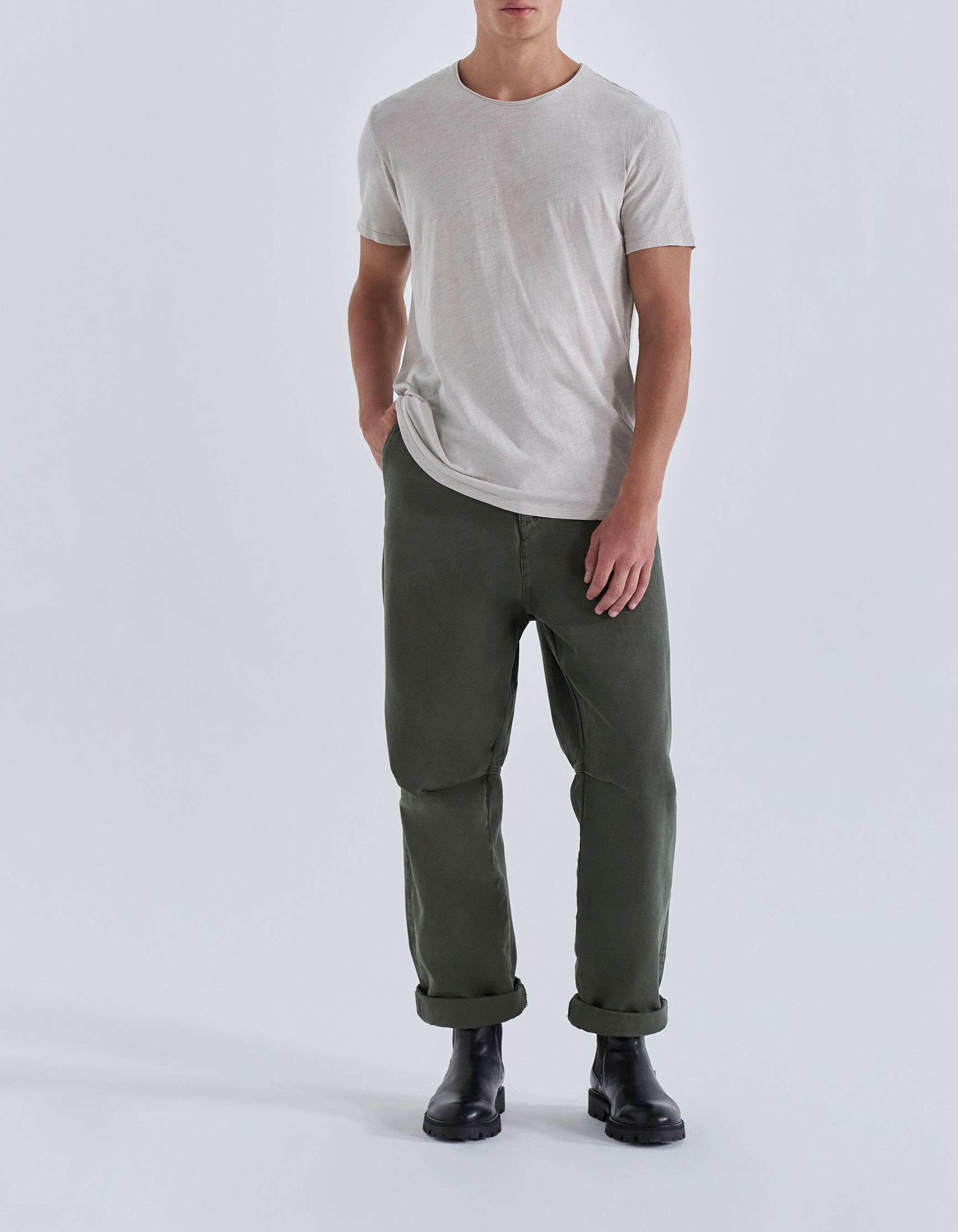 Pantal n cropped caqui baggy Hombre