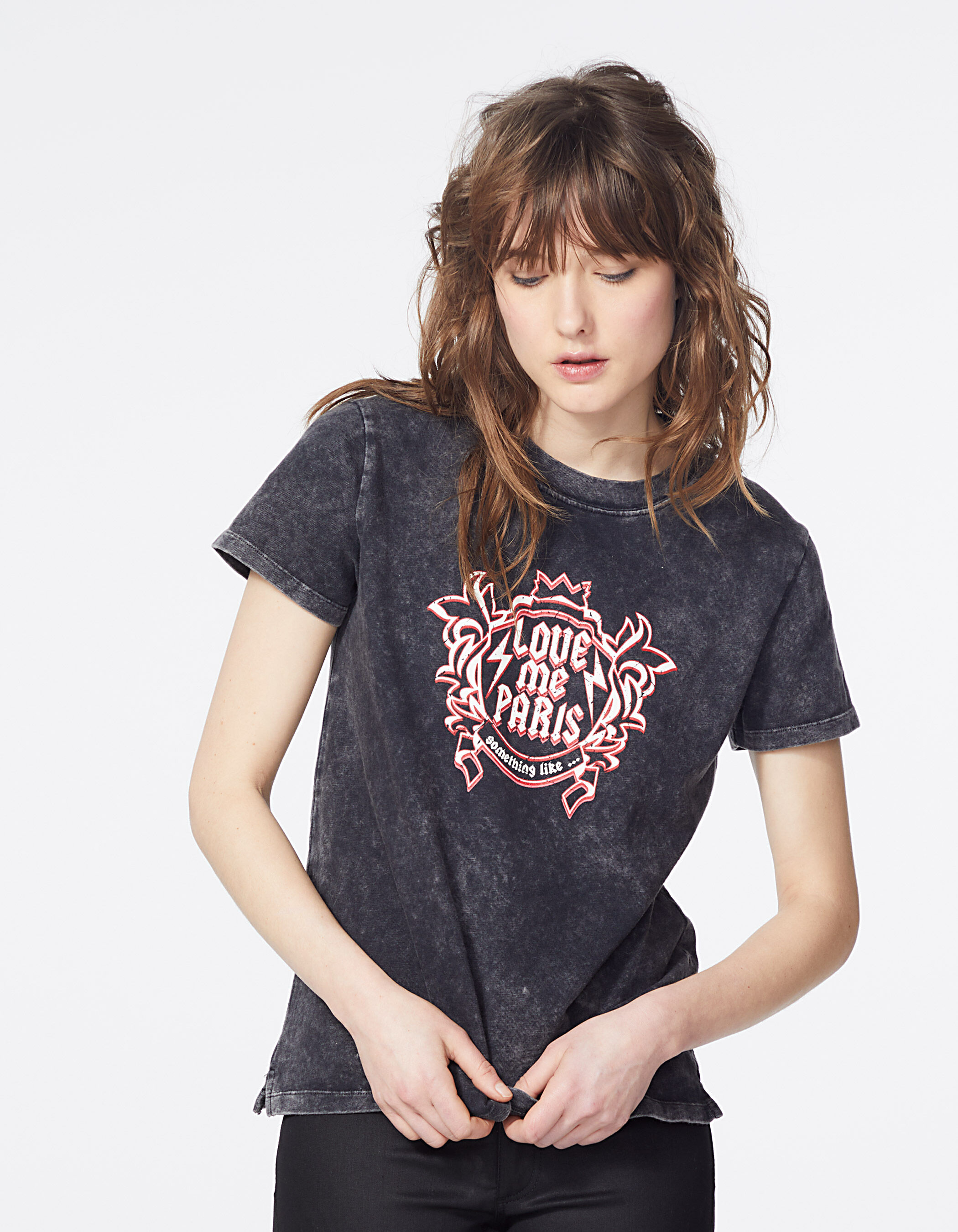 acid wash treatment thick cotton T-shirt