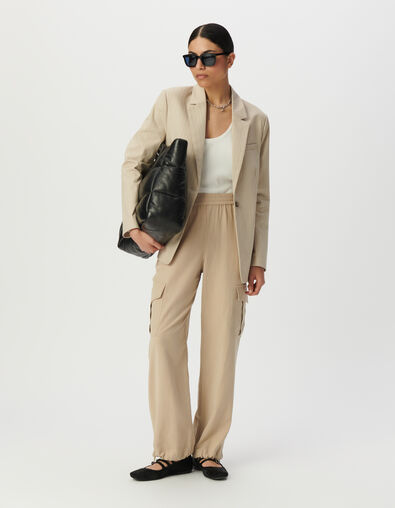 Pantalon jogging fluide beige esprit battle Femme - IKKS