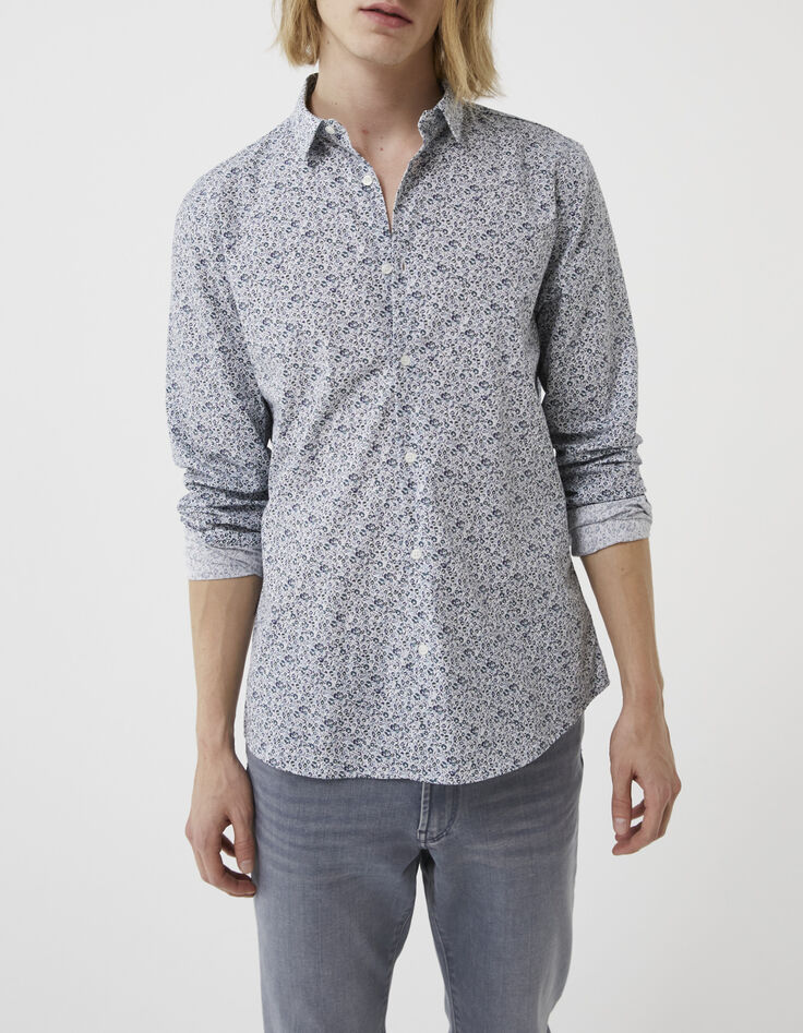 Men&rsquo;s aqua floral print SLIM shirt-6