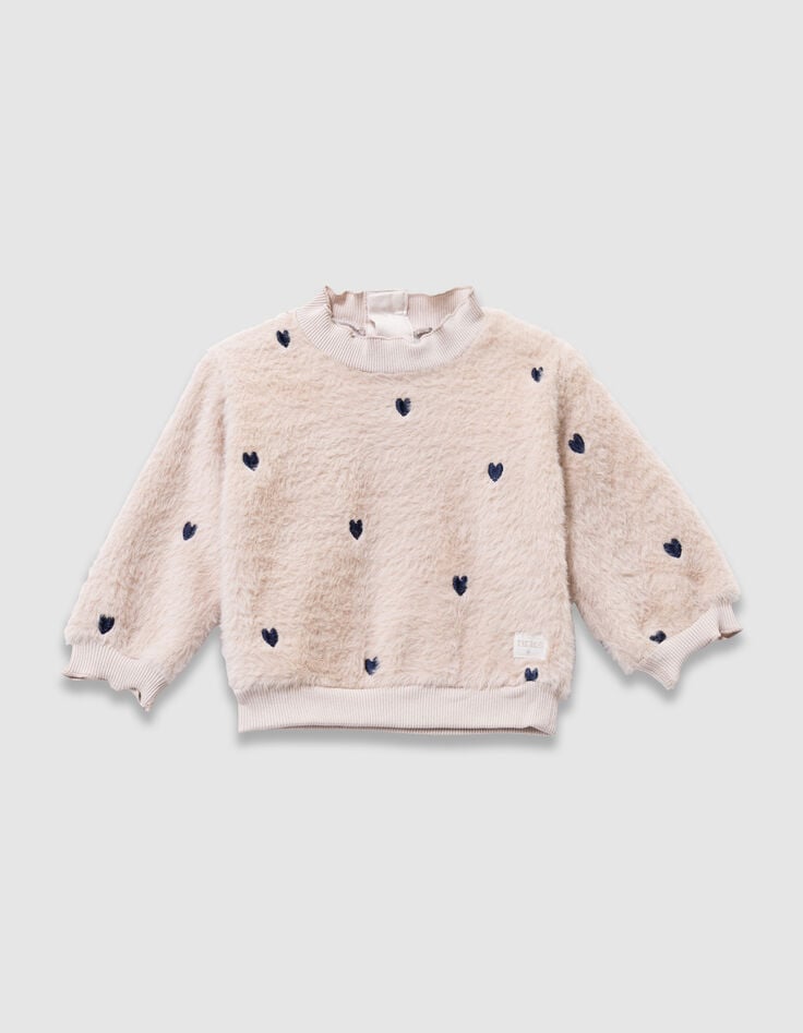 Baby girls’ beige sweatshirt and velvet shorts outfit-7 Baby girls’ beige sweatshirt and velvet shorts outfit-7
