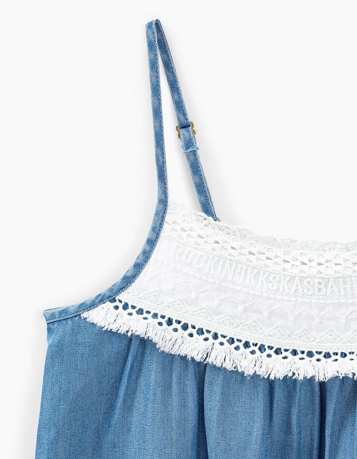Robe light blue à bretelles avec dentelle fille-3