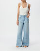 Jean large denim bleu clair effet us&eacute;-1