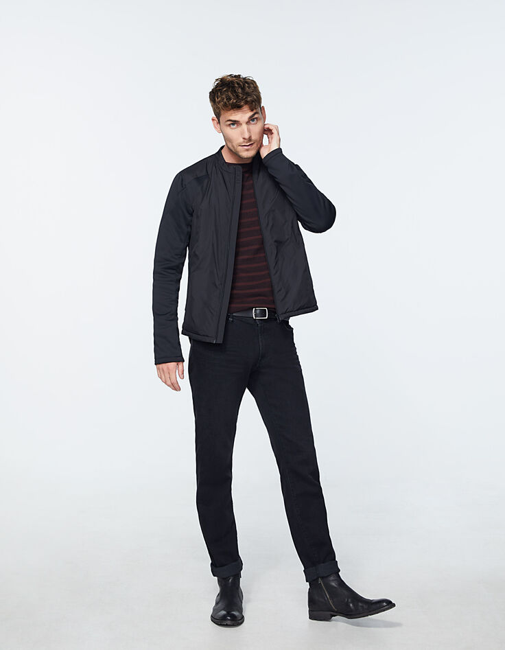 Sweat prune rayures noires Homme-5