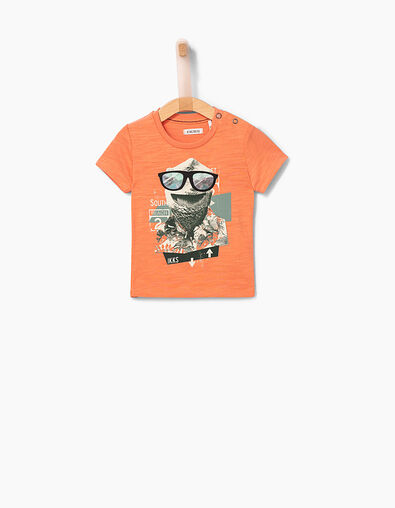 Rotbraunes T-Shirt mit Leguan für Babyjungen  - IKKS