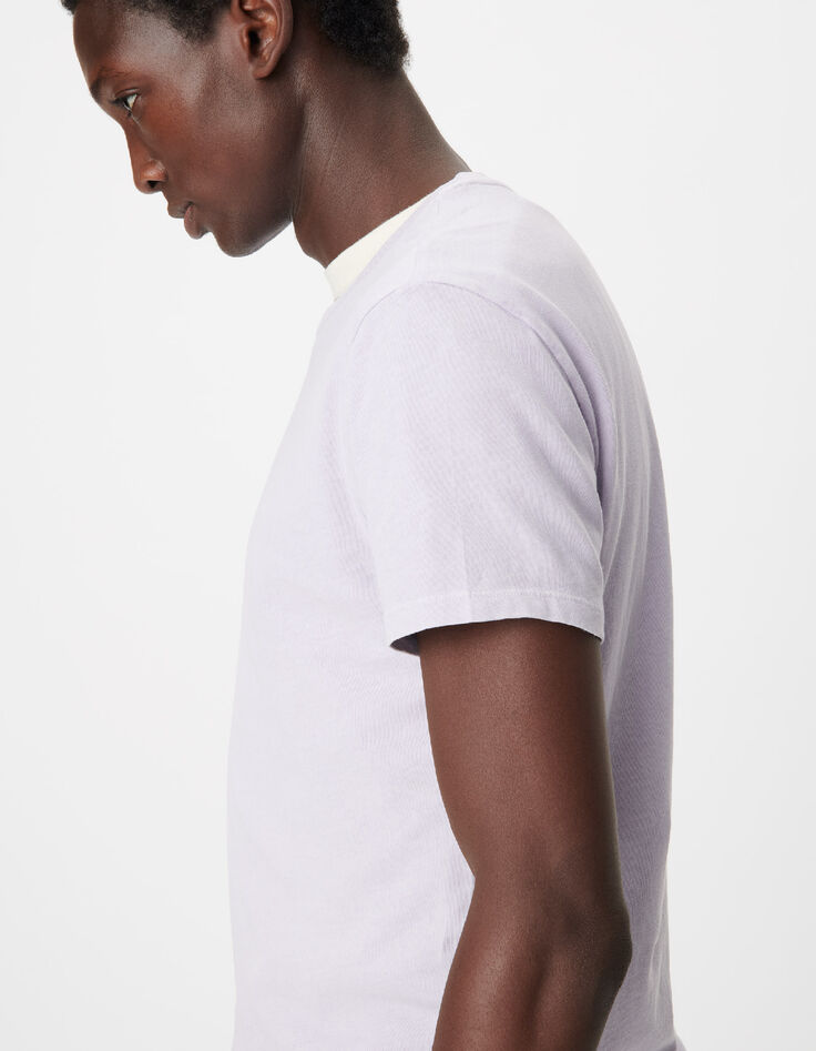T-shirt col rond lilas coton bio Homme-4